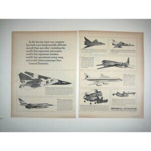 General Dynamics Aircraft Helicopter Fighter Jet Advertisement Print 2 Page 1967
